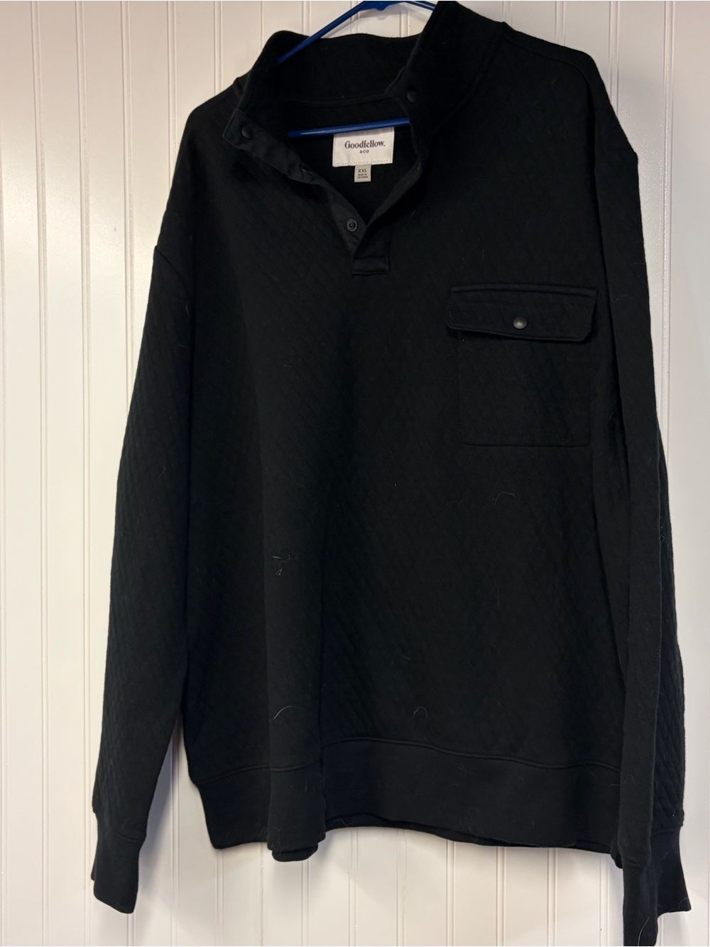Goodfellow & Co Black Quilted Pullover Shirt XXL